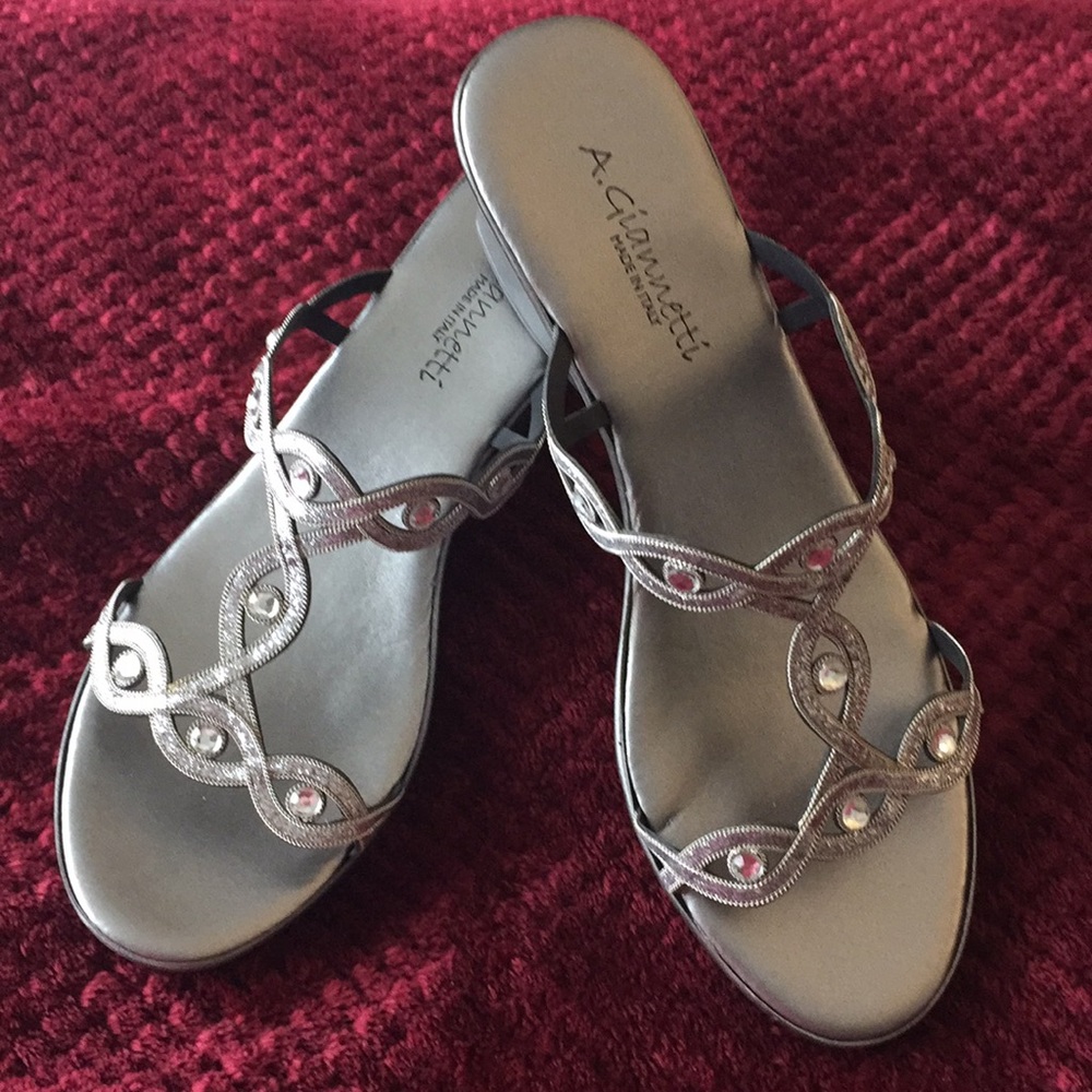 Silver wedge sandals